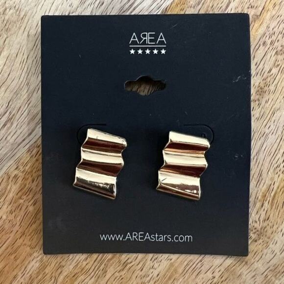 Area Stars Gold-Tone Zigzag Statement Earrings NWT - Picture 1 of 2